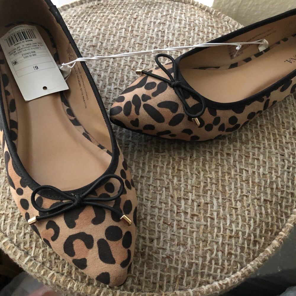 NWT Leopard animal print ballet ballerina flats with bow detail